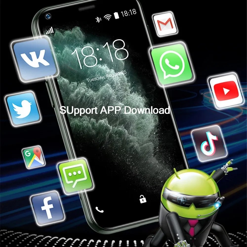 SOYES XS11 Super Mini Smartphone Android 1GB RAM 8GB ROM 2.5'' Quad Core Google Play Store 3G Cute Small Celular Mobile Phone